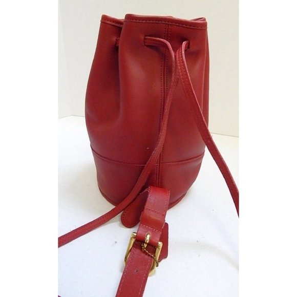 Sold on ALLAMODA .shop - COACH Vintage Red Leather Drawstring Backpack - Picture 11 of 12